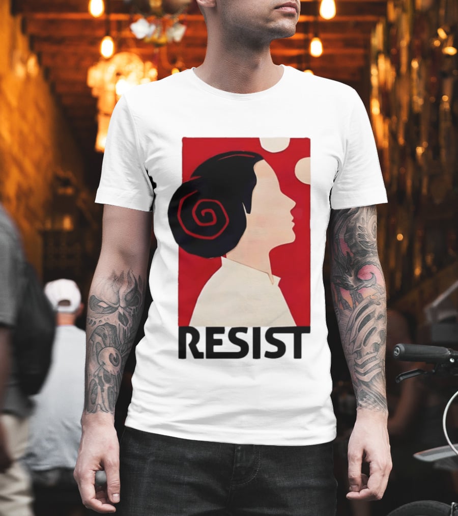Princess Leia Resist Style Icon With Red And White T-Shirt