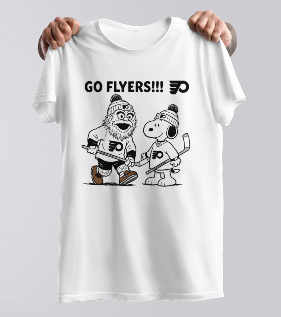 Go Flyers Snoopy And Gritty Philadelphia Flyers NHL Hockey Fans T-Shirt