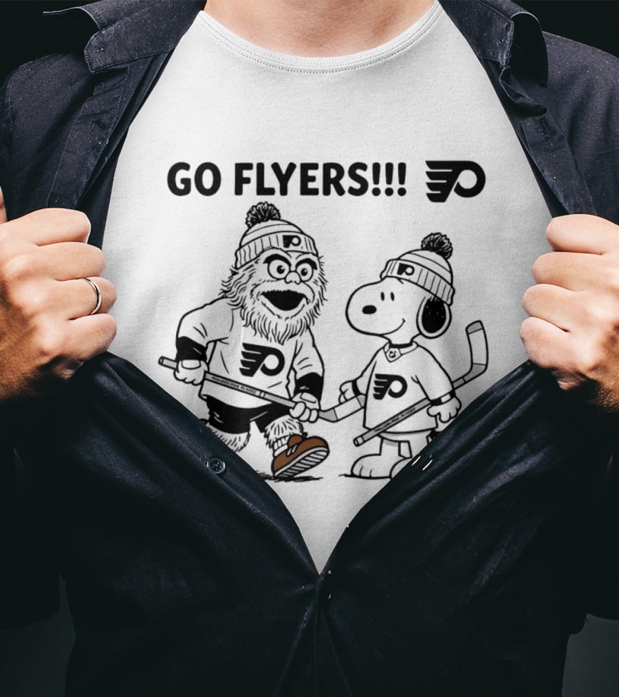 Go Flyers Snoopy And Gritty Philadelphia Flyers NHL Hockey Fans T-Shirt
