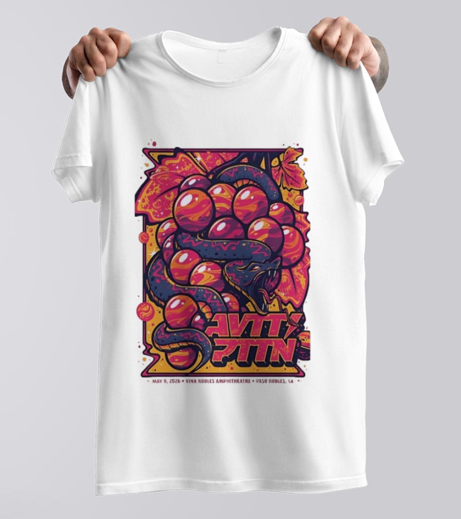 Avett Brothers Paso Robles CA 2026 May 9 Tour Snake Grapes T-Shirt