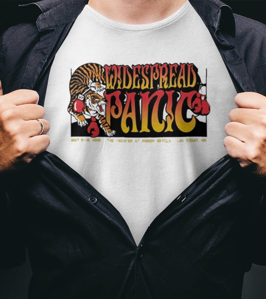 Widespread Panic May 8 10 2026 Las Vegas NV Tiger Boxing Gloves T-Shirt
