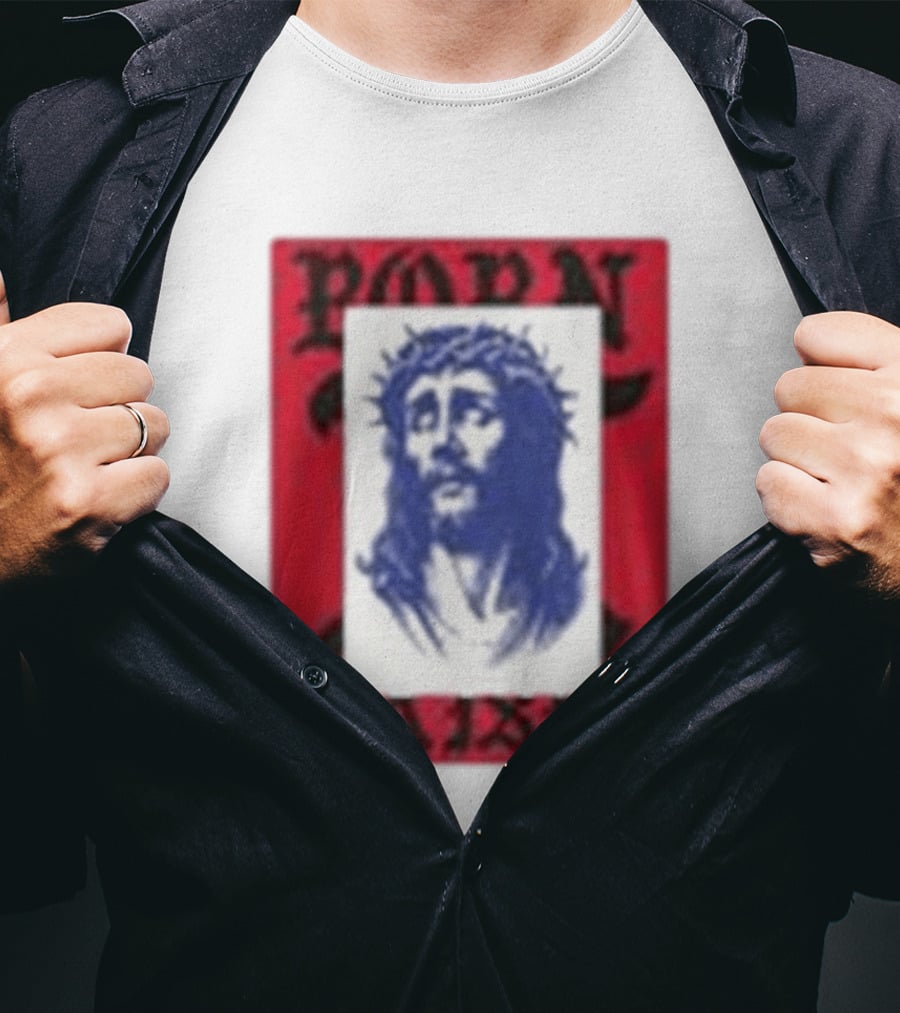 Born X Raised Salvation Jesus Crown Of Thorns Red Blue T-Shirt