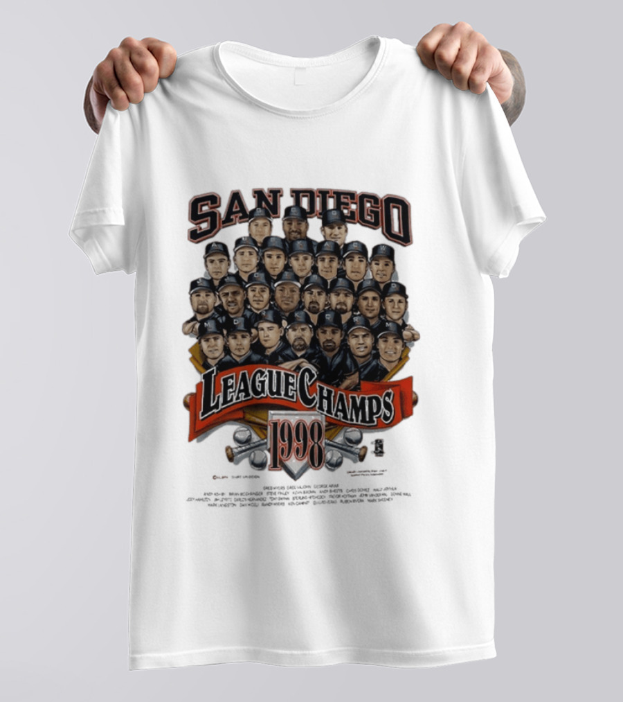 San Diego Padres 1998 League Champs Legends Team Montage T-Shirt