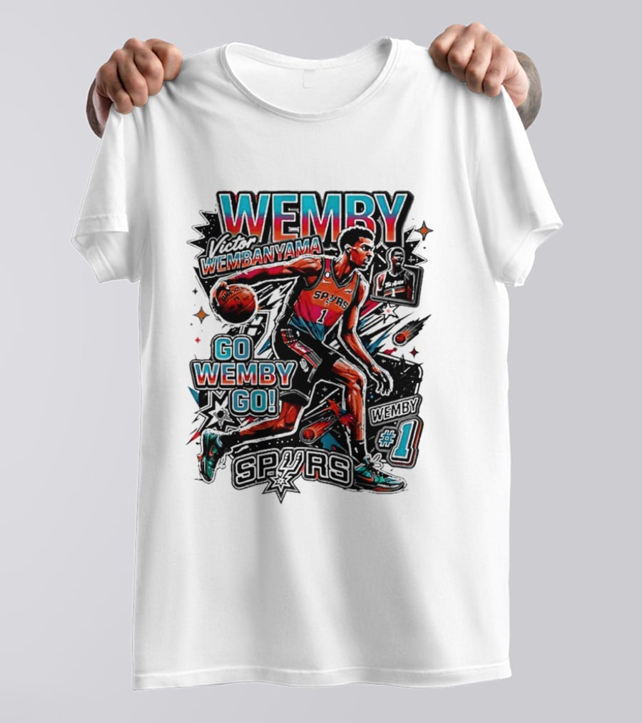 Victor Wembanyama Spurs Go Wemby Go Basketball Number 1 T-Shirt