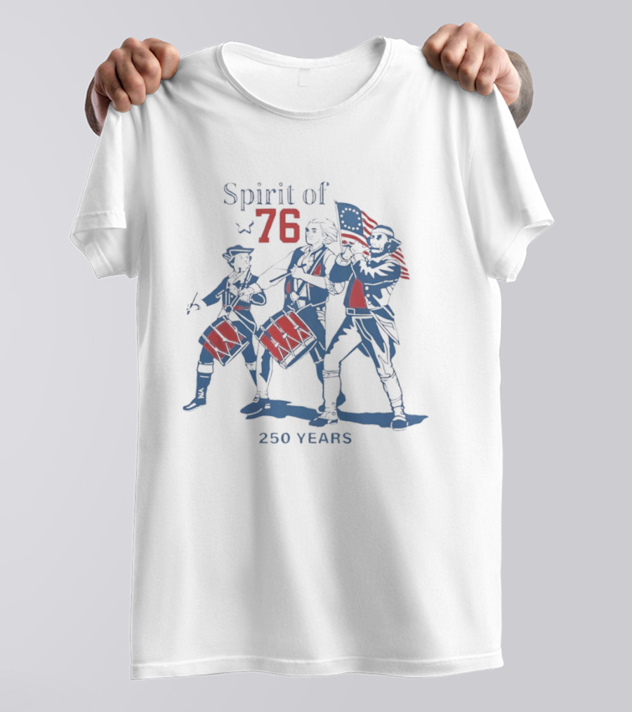 Spirit Of 76 250 Years Patriots American Flag Drummer Trio T-Shirt