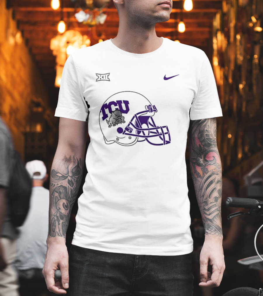 TCU Horned Frogs Football Helmet Nike Big 12 Conference T-Shirt