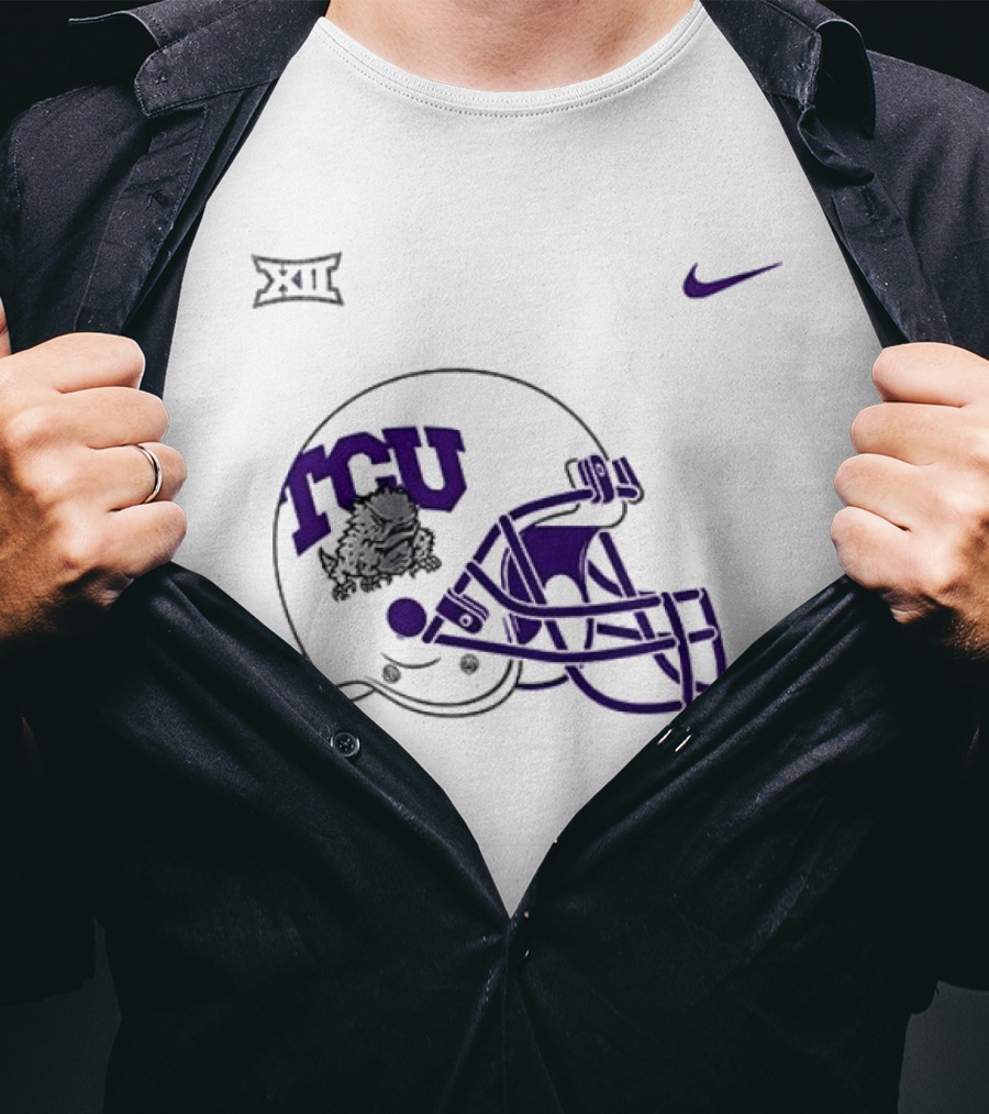 TCU Horned Frogs Football Helmet Nike Big 12 Conference T-Shirt