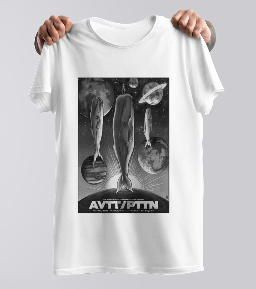 The Avett Brothers Mike Patton May 10 2026 AVT PTN San Diego Jacobs Park Whales Planets T-Shirt