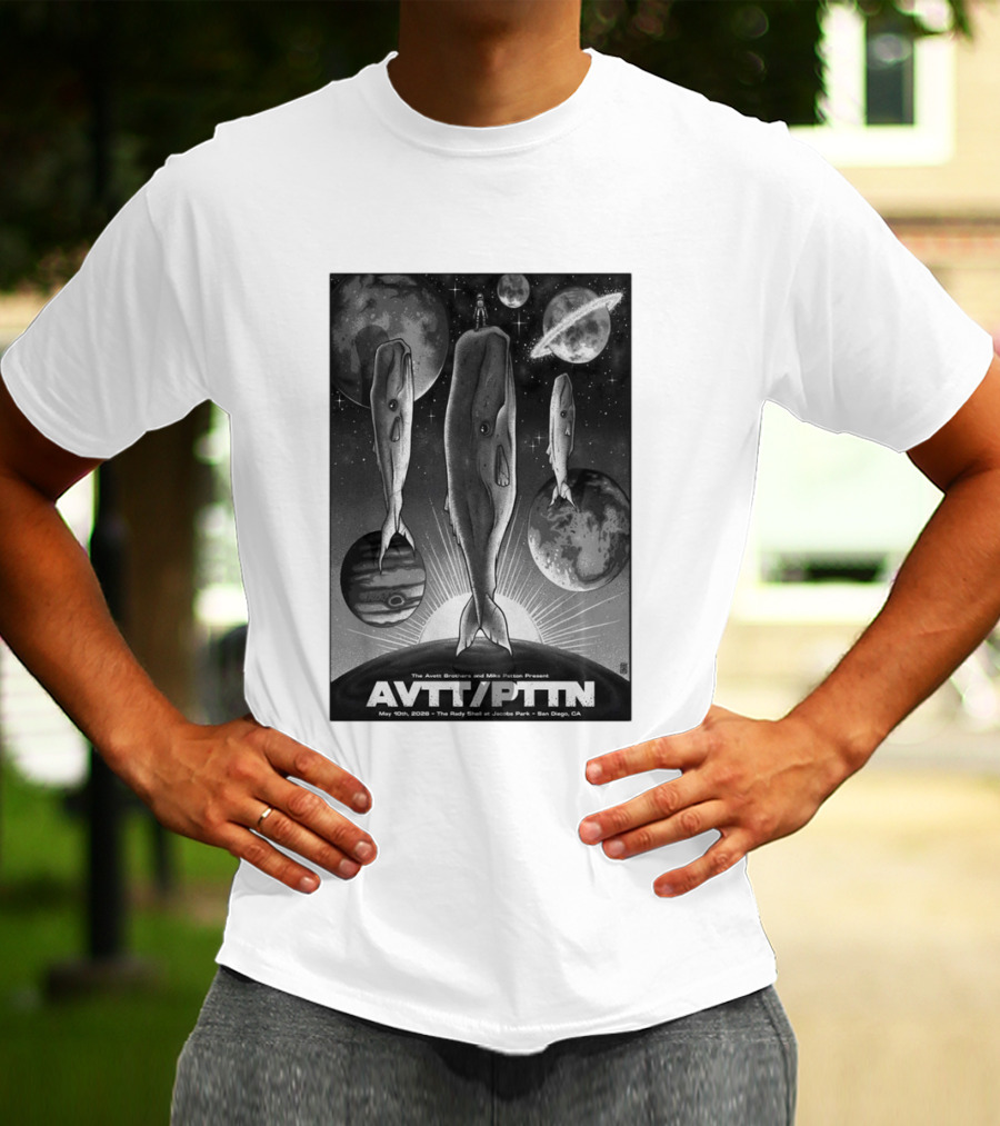 The Avett Brothers Mike Patton May 10 2026 AVT PTN San Diego Jacobs Park Whales Planets T-Shirt