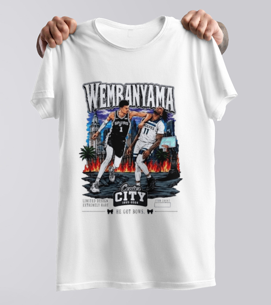 Wembanyama Spurs Center City 1995 2024 Basketball Matchup T-Shirt