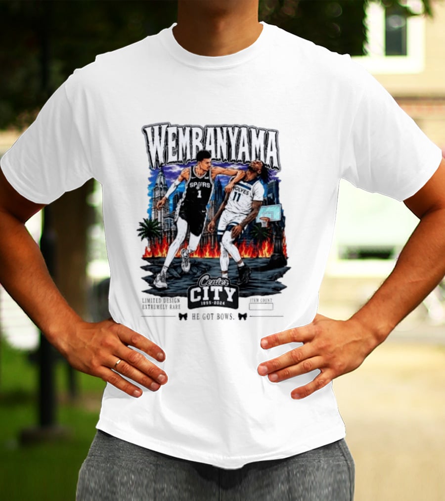 Wembanyama Spurs Center City 1995 2024 Basketball Matchup T-Shirt