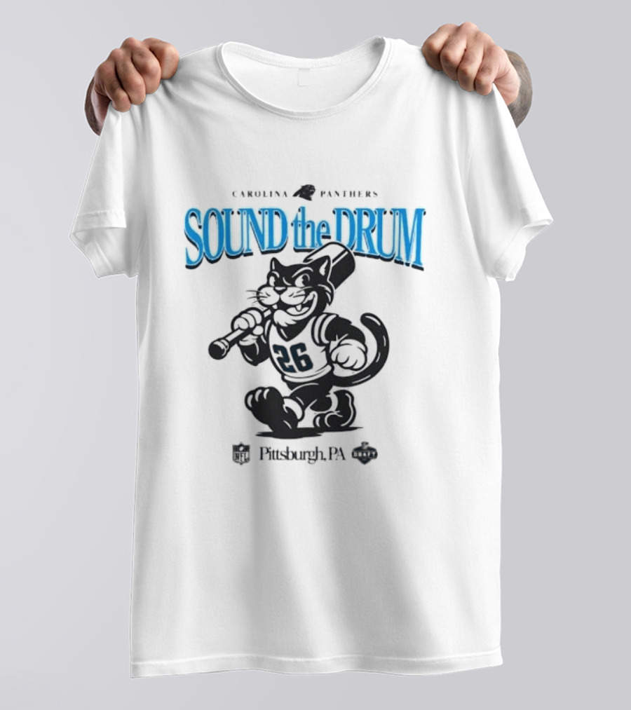 Carolina Panthers Sound The Drum Pittsburgh PA 95 Panther Cartoon T-Shirt