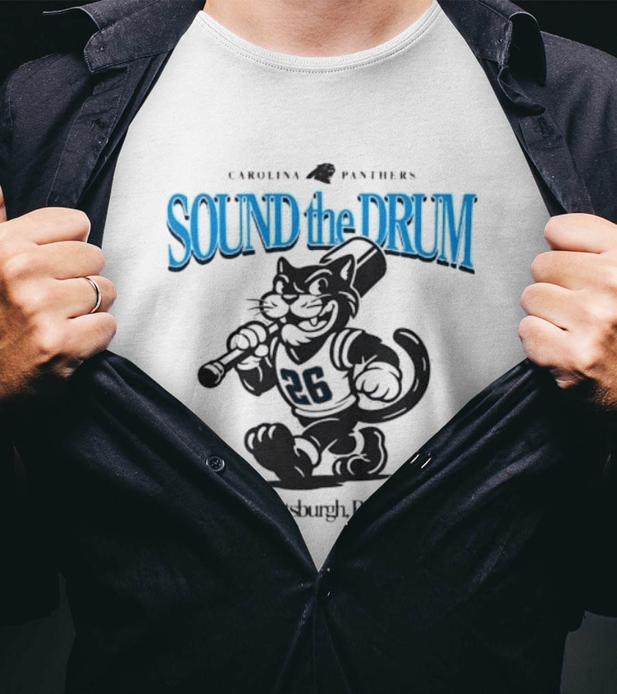 Carolina Panthers Sound The Drum Pittsburgh PA 95 Panther Cartoon T-Shirt