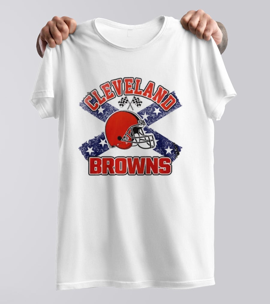 Cleveland Browns Helmet Dukes Of Hazzard Flag T-Shirt