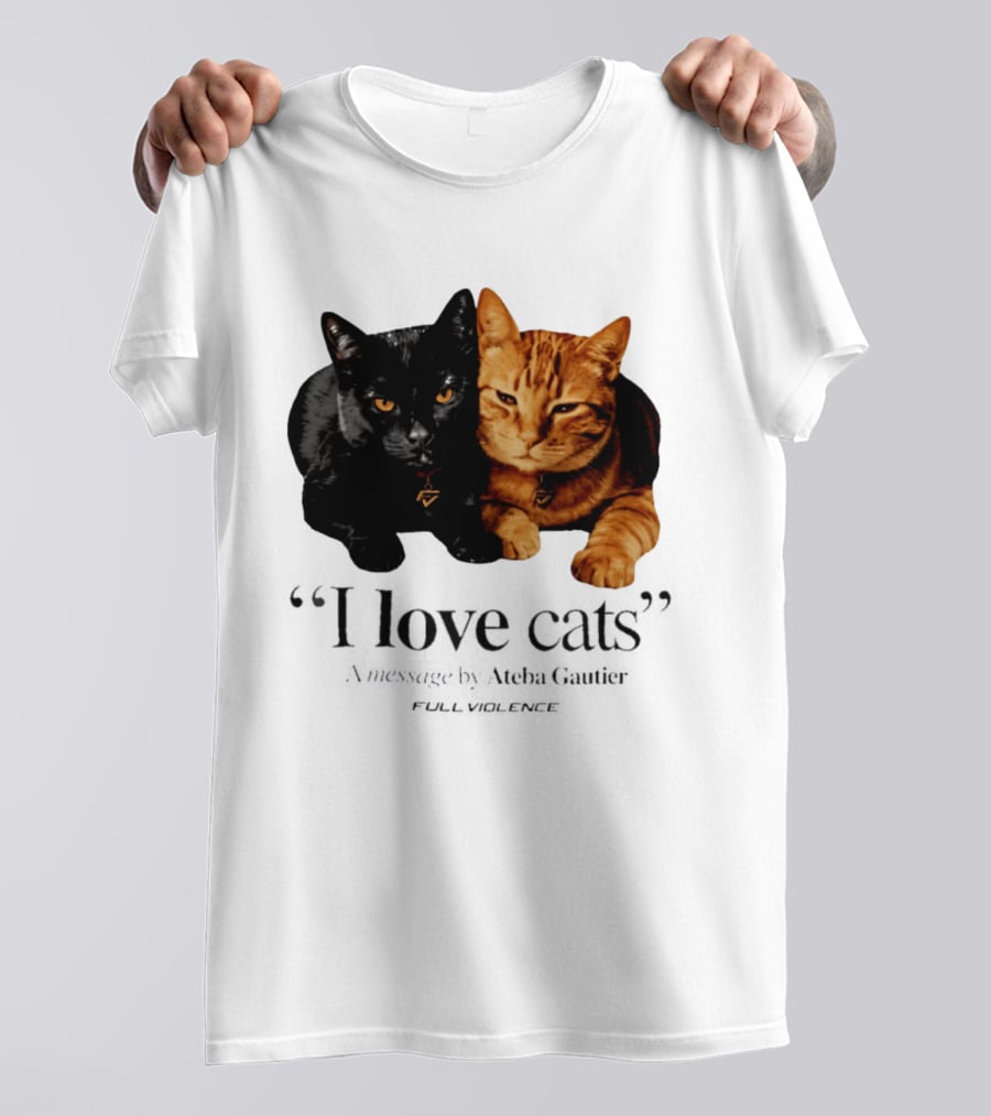I Love Cats Ateba Gautier Full Violence Black And Ginger Cat Duo T-Shirt