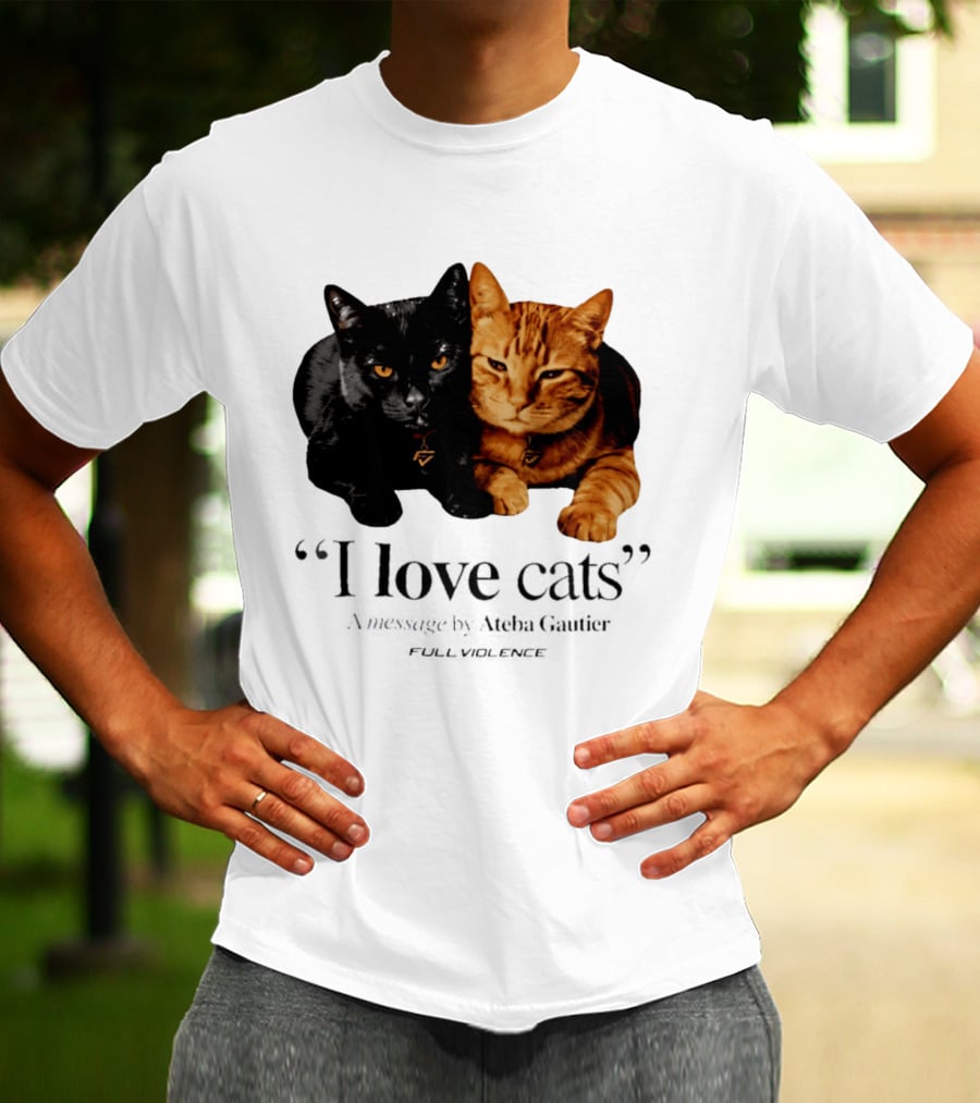I Love Cats Ateba Gautier Full Violence Black And Ginger Cat Duo T-Shirt