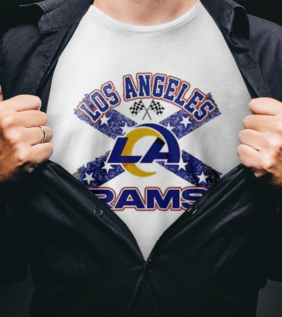Los Angeles Rams LA Dukes Of Hazzard Crossed Flags T-Shirt