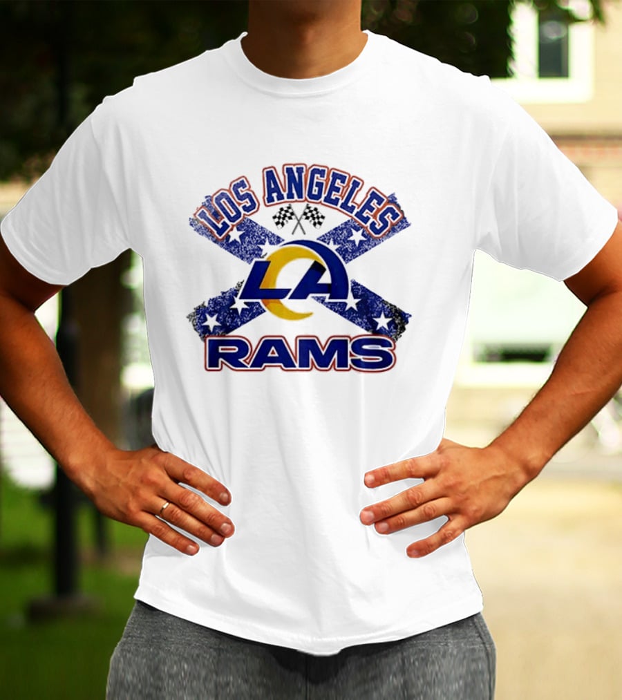 Los Angeles Rams LA Dukes Of Hazzard Crossed Flags T-Shirt