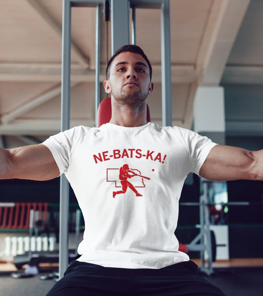 Ne Bats Ka Baseball Player Nebraska Outline Red T-Shirt