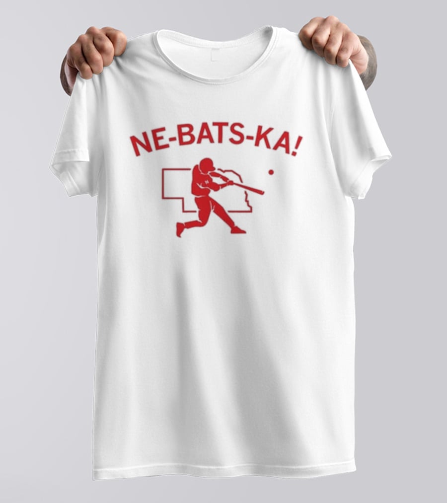 Ne Bats Ka Baseball Player Nebraska Outline Red T-Shirt
