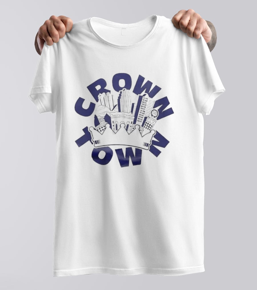Original Charlie Hustle Crown Town Cityscape White Cap T-Shirt