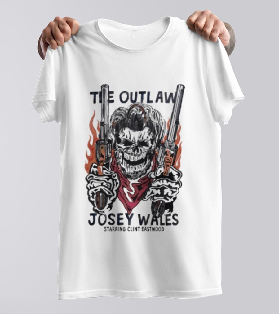The Outlaw Josey Wales Starring Clint Eastwood Gunslinger Skeleton T-Shirt