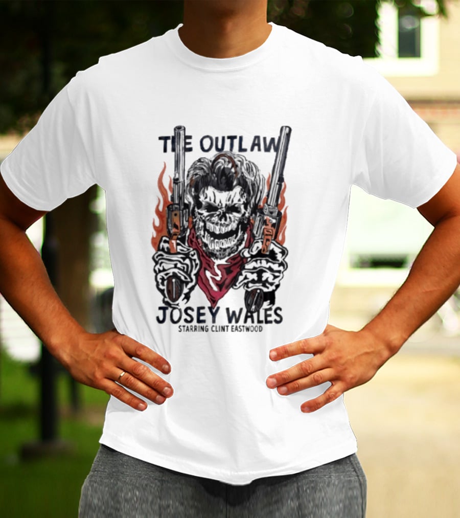 The Outlaw Josey Wales Starring Clint Eastwood Gunslinger Skeleton T-Shirt
