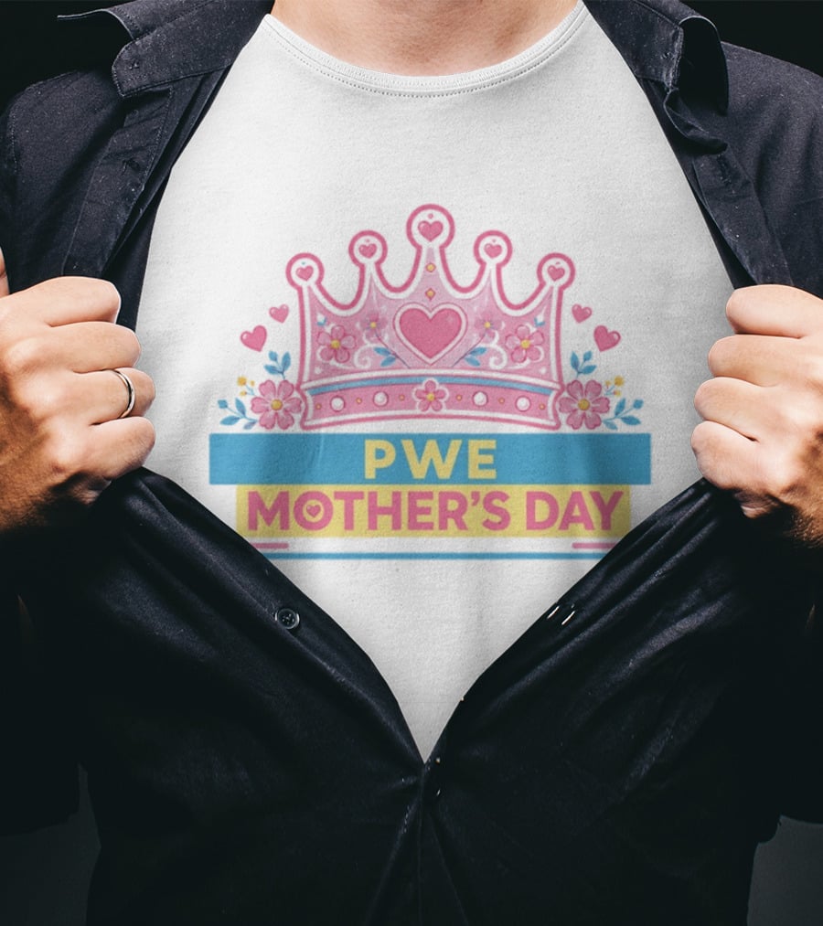 PWE Mother's Day Pink Crown Heart Flowers T-Shirt
