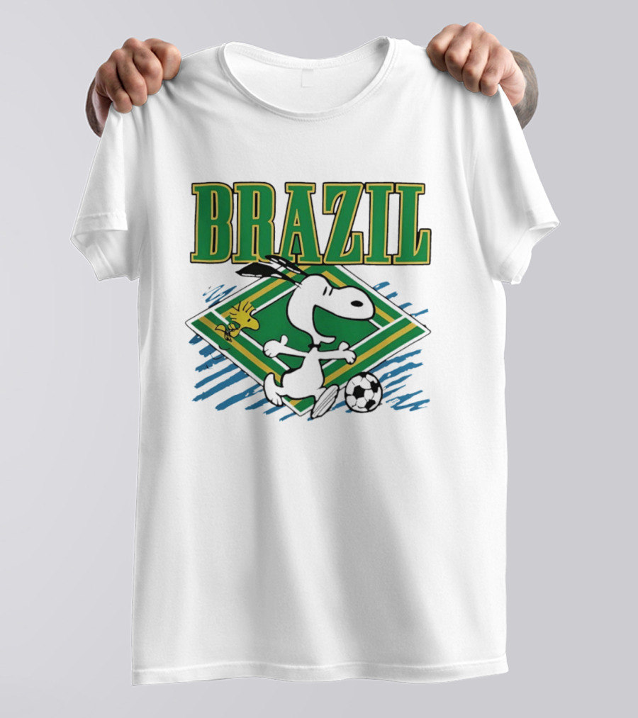 Brazil Soccer Snoopy Woodstock Peanuts Characters Football T-Shirt
