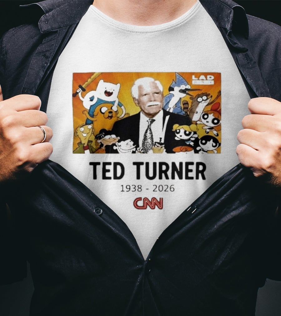 Ted Turner 1938 2026 Cartoon Network Characters CNN Meme T-Shirt