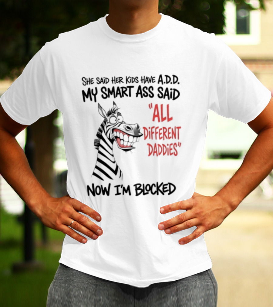 Zebra Says Her Kid Has A.D.D. My Smart Ass Said All Different Daddies Now I'm Blocked T-Shirt
