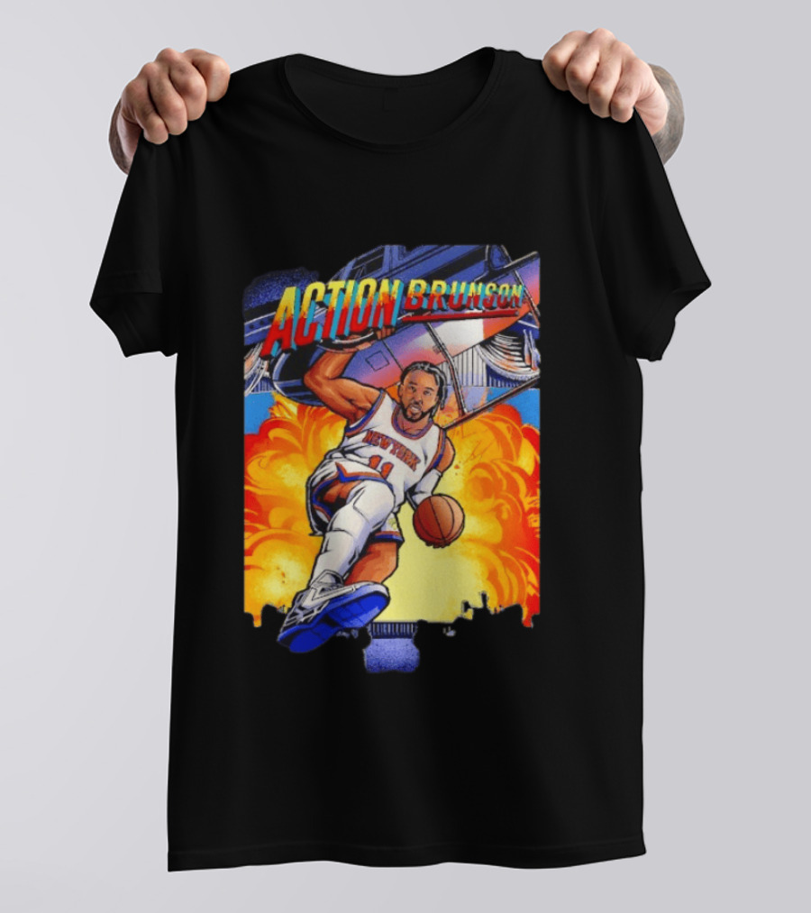 Action Brunson New York Knicks Basketball Comic Explosive Dynamic T-Shirt