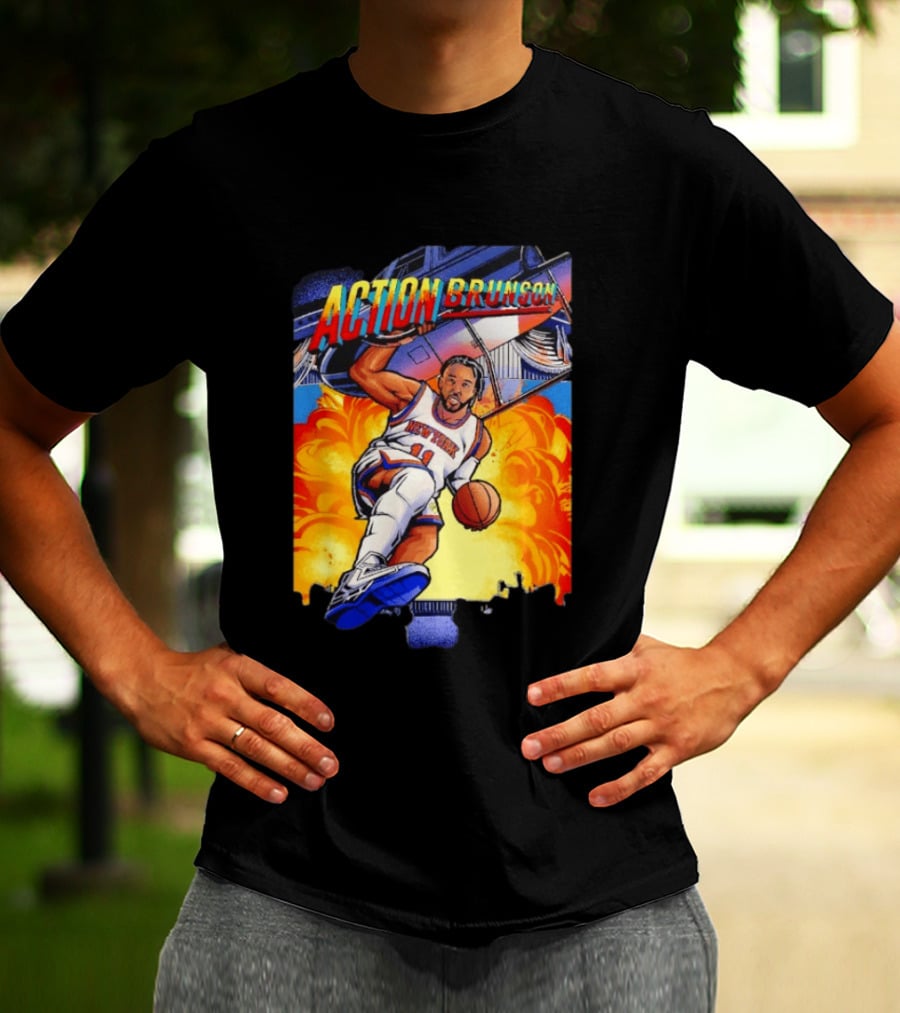 Action Brunson New York Knicks Basketball Comic Explosive Dynamic T-Shirt