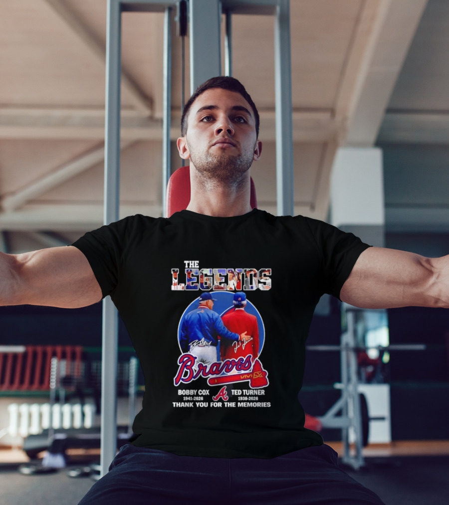 Bobby Cox Ted Turner Atlanta Braves Legends Thank You For The Memories Signatures T-Shirt