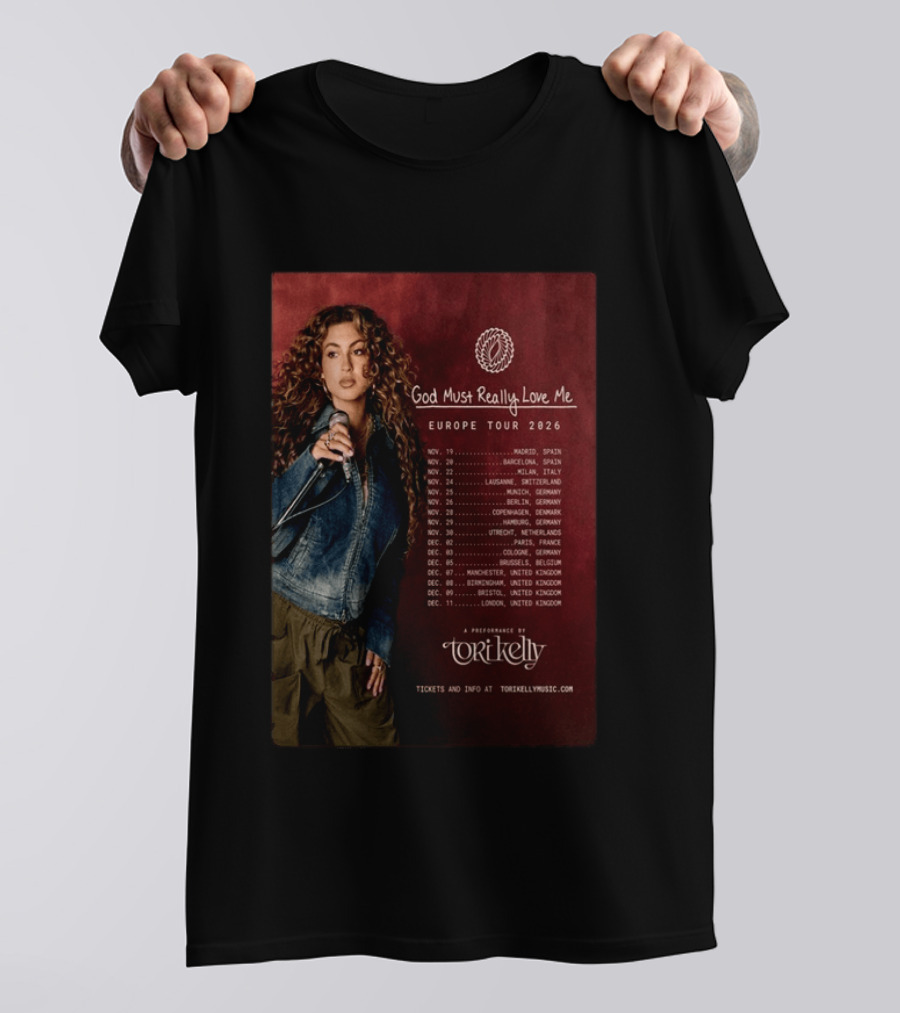 Tori Kelly Europe Tour 2026 God Must Really Love Me Concert Dates T-Shirt
