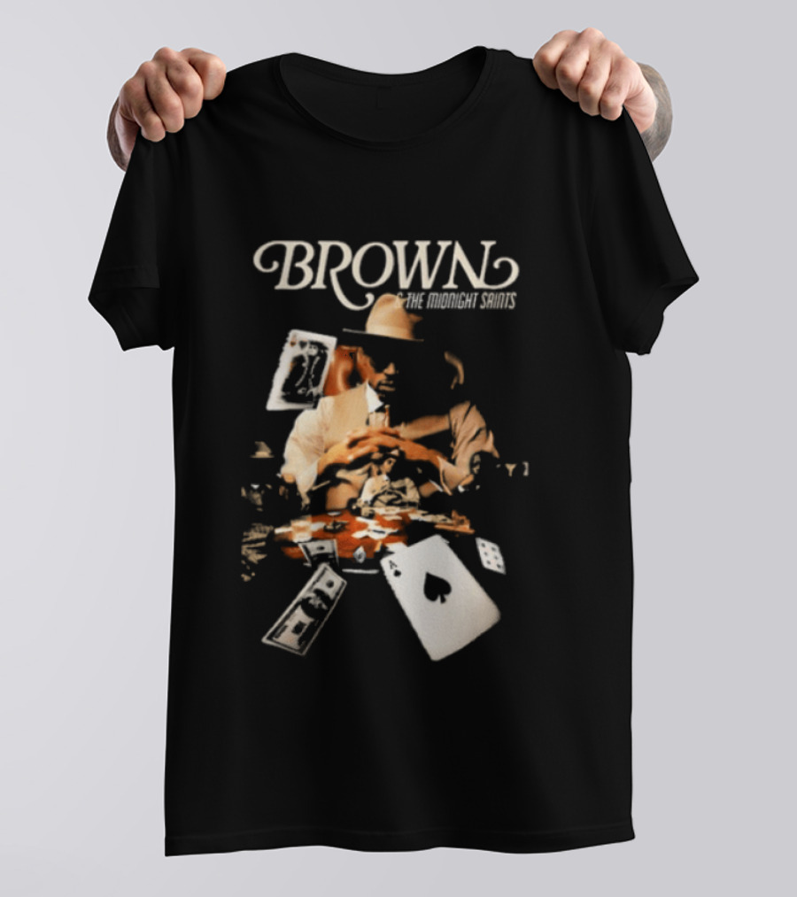 BROWN The Midnight Saints Playing Cards And Chips Explosion T-Shirt