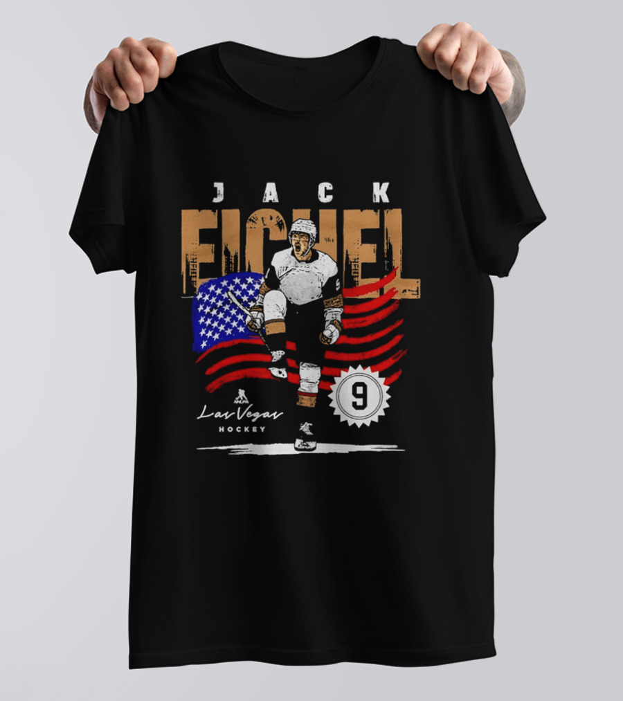 Jack Eichel American Flag Las Vegas Hockey 9 T-Shirt