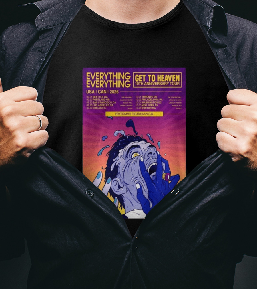 Everything Everything Get To Heaven 10th Anniversary Tour 2026 USA Canada Dates T-Shirt