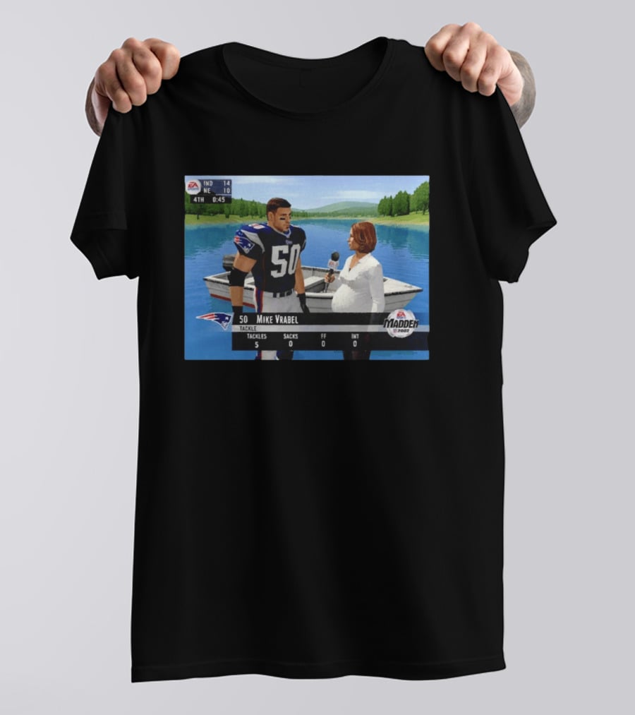 EA Madden 2002 Mike Vrabel Interview Football Patriots Video Game Scene T-Shirt