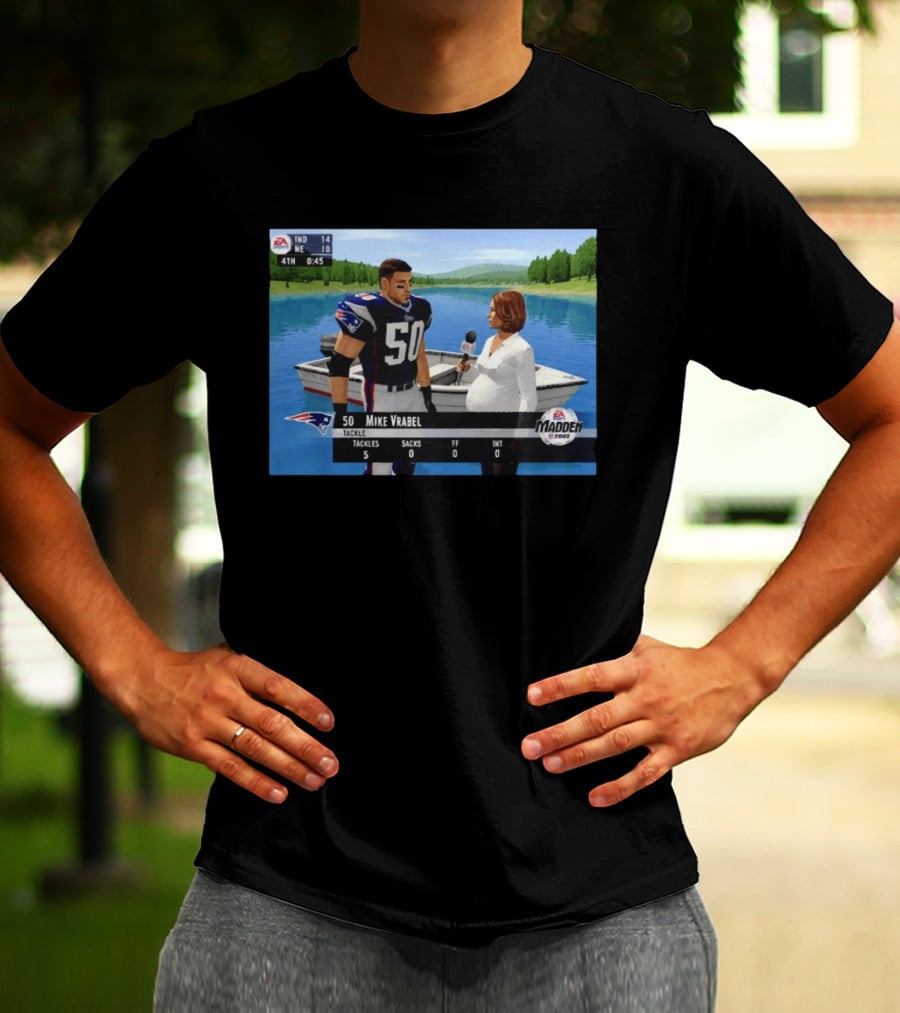 EA Madden 2002 Mike Vrabel Interview Football Patriots Video Game Scene T-Shirt