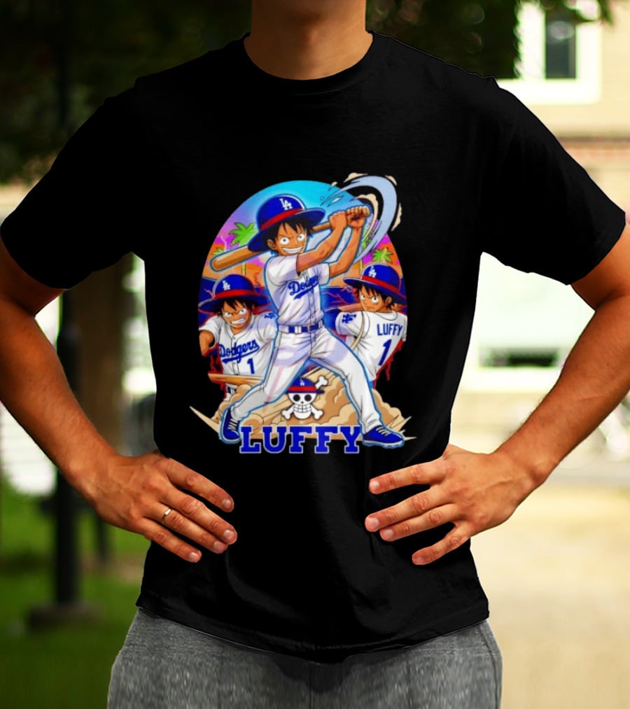 Monkey D. Luffy Dodgers Baseball 2026 Anime T-Shirt
