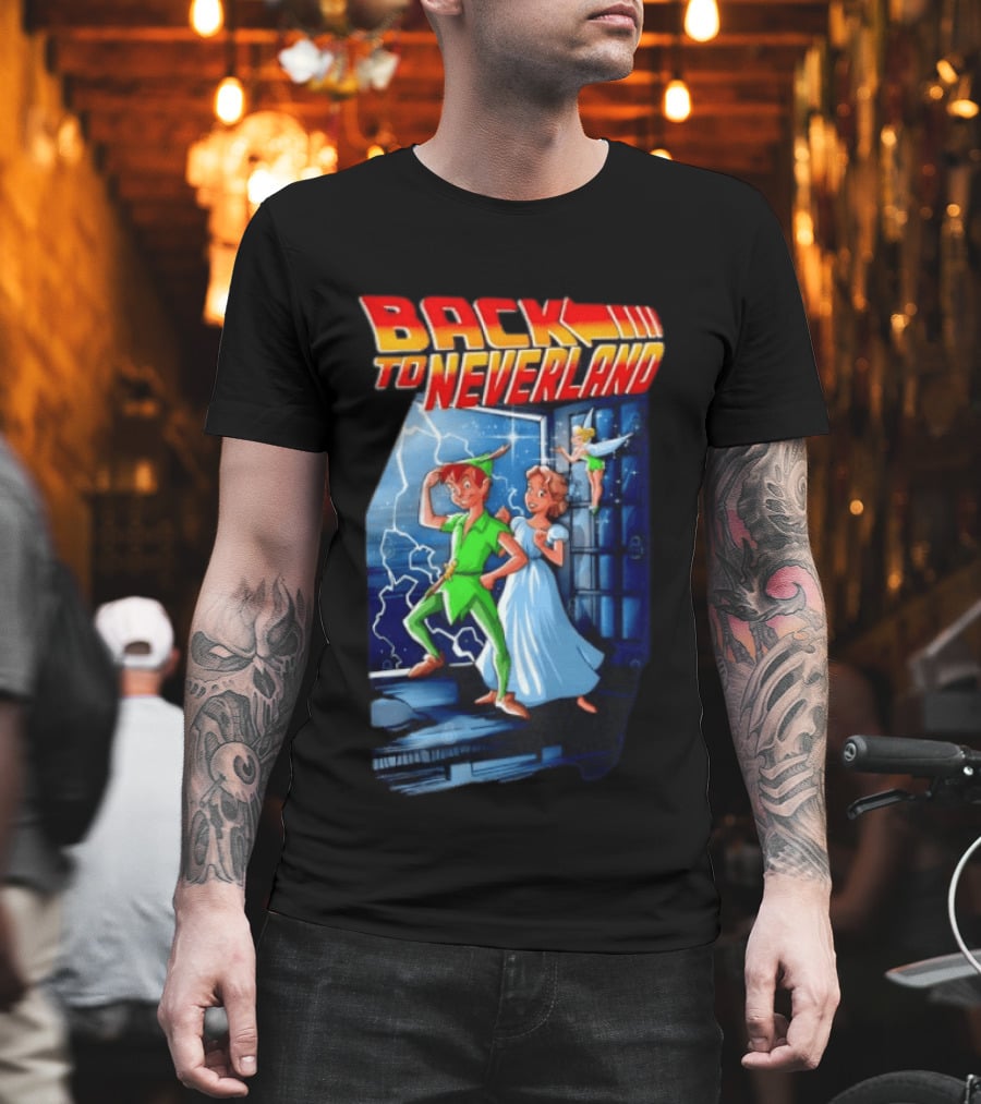 Back To Neverland Peter Pan Wendy Tinkerbell Mashup Back To The Future T-Shirt