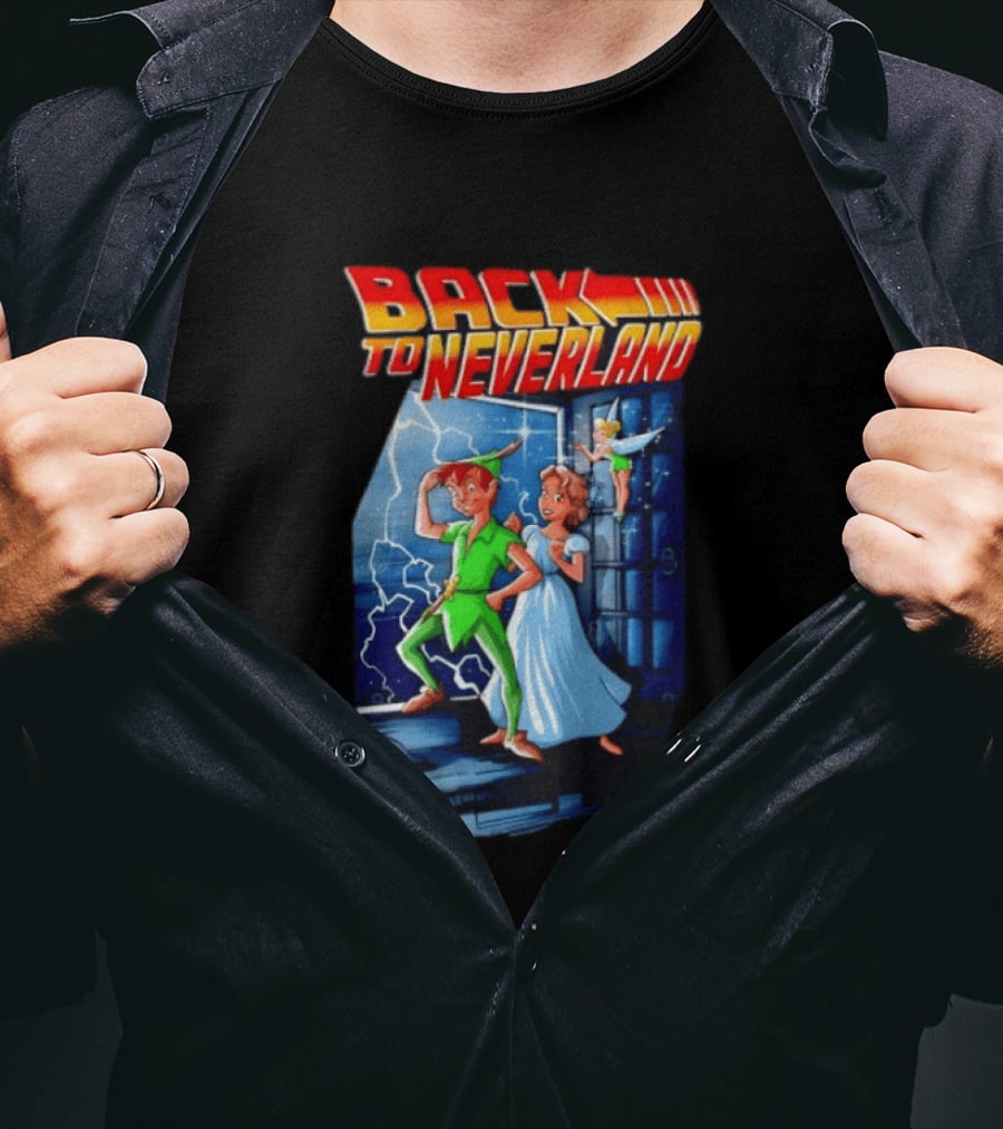 Back To Neverland Peter Pan Wendy Tinkerbell Mashup Back To The Future T-Shirt