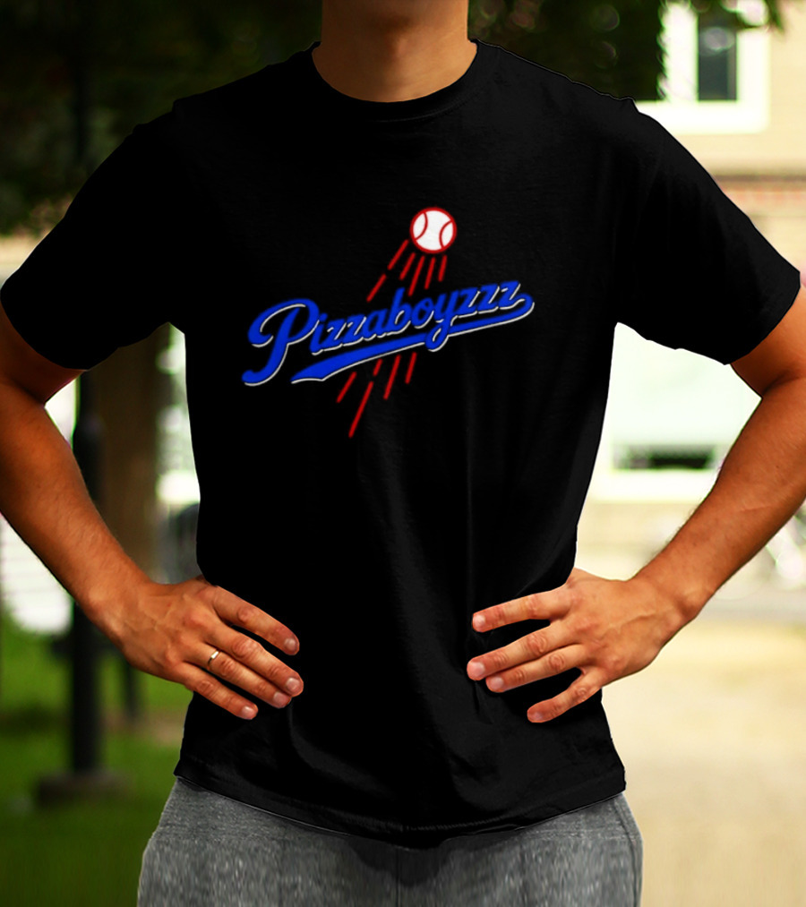 Pizzaboyzzz Los Angeles Dodgers MLB Baseball 2026 Baseball Projectile Motif T-Shirt