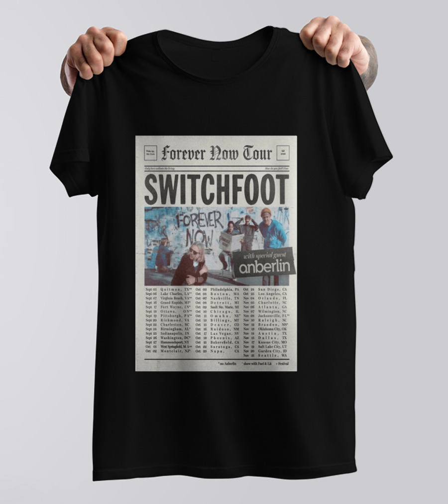 Switchfoot Forever Now Tour 2026 With Anberlin Special Guest Concert Dates T-Shirt
