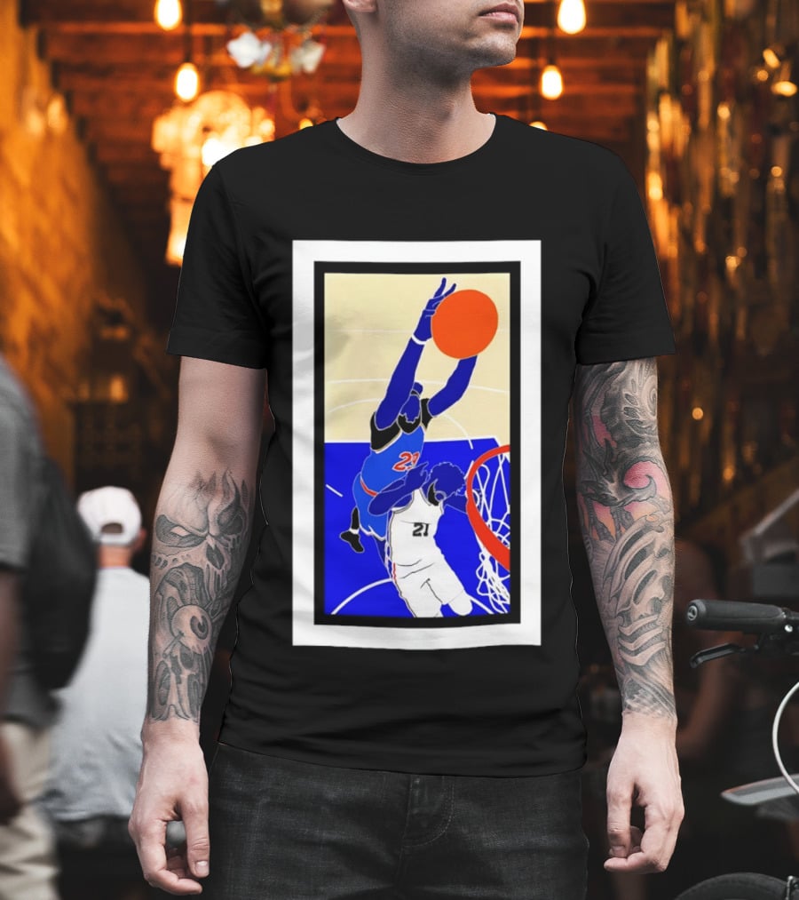 Mitchell Robinson Slam Dunk Over Joel Embiid New York Knicks T-Shirt