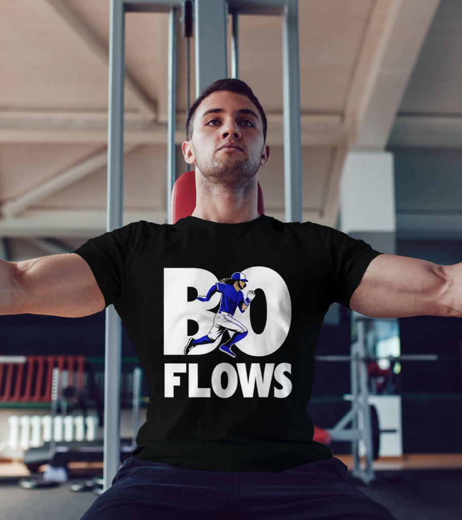 Bo Flows Running Baseball Player In Blue Uniform T-Shirt