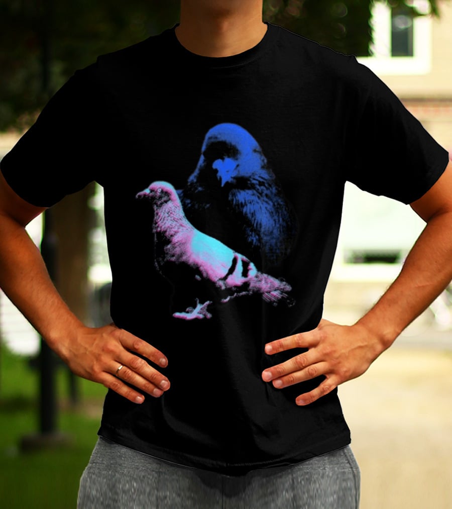It's Just A Pigeon Neon Duo Bold Colors Contrast T-Shirt