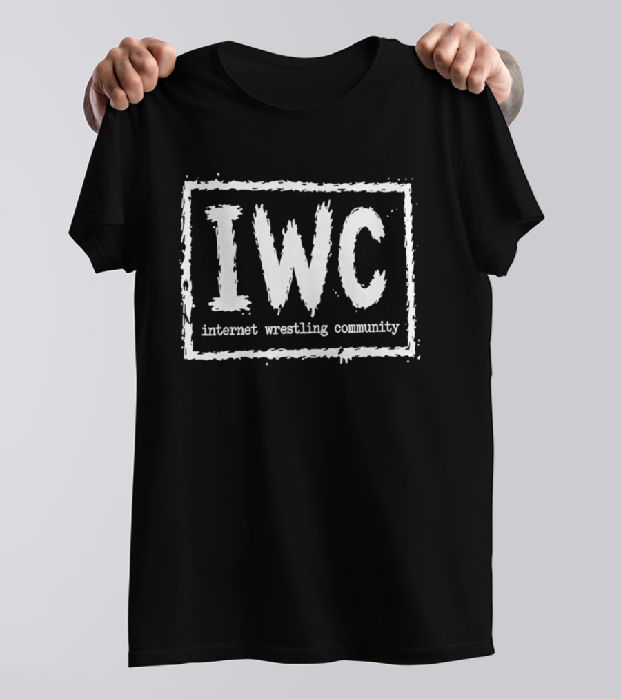 IWC Internet Wrestling Community Textured White Typographic Block T-Shirt