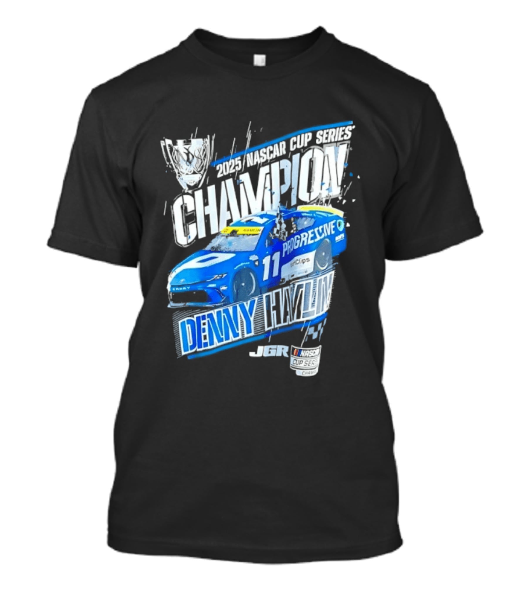 Denny Hamlin 2025 NASCAR Cup Series Champion Progressive Car 11 Joe Gibbs Racing T-Shirt